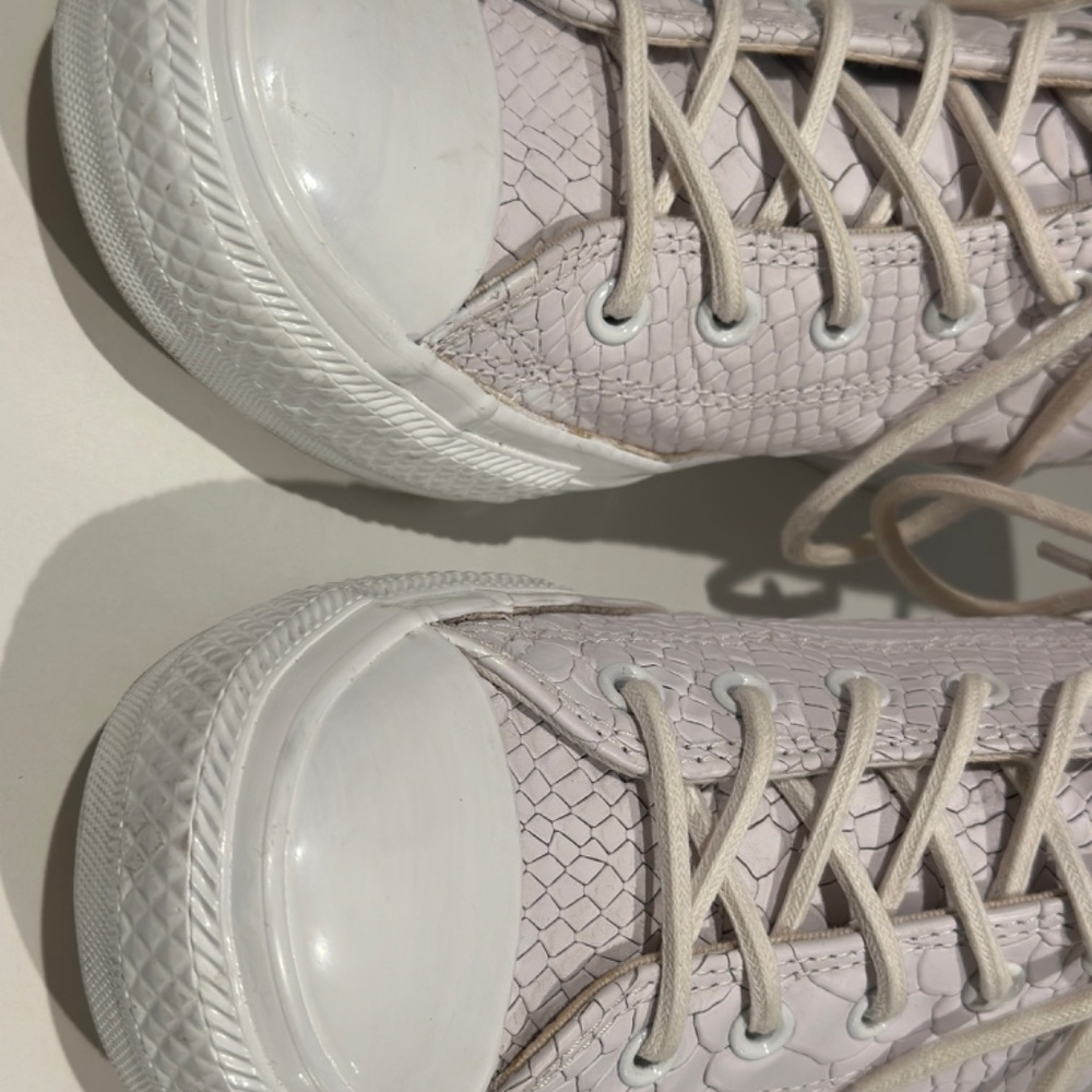 Converse Chuck Taylor Lux Mid Hidden Wedge White Python Leather Women's 8 - Picture 7 of 11